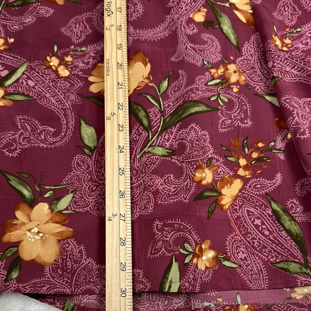 BonWorth A-Line Skirt in Purple and Yellow Floral